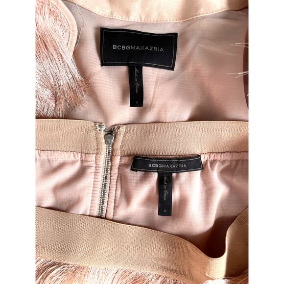BCBG MaxAzria Jaxon Fringe Pink Blush Jacket Top & Modie Skirt Set, Small - Picture 7 of 9
